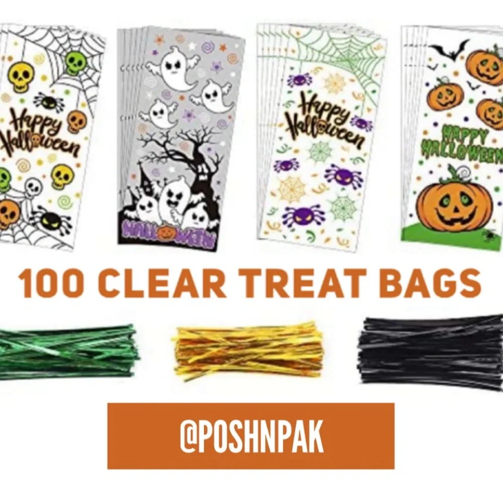 🎃👻100 clear treat bags Halloween Theme